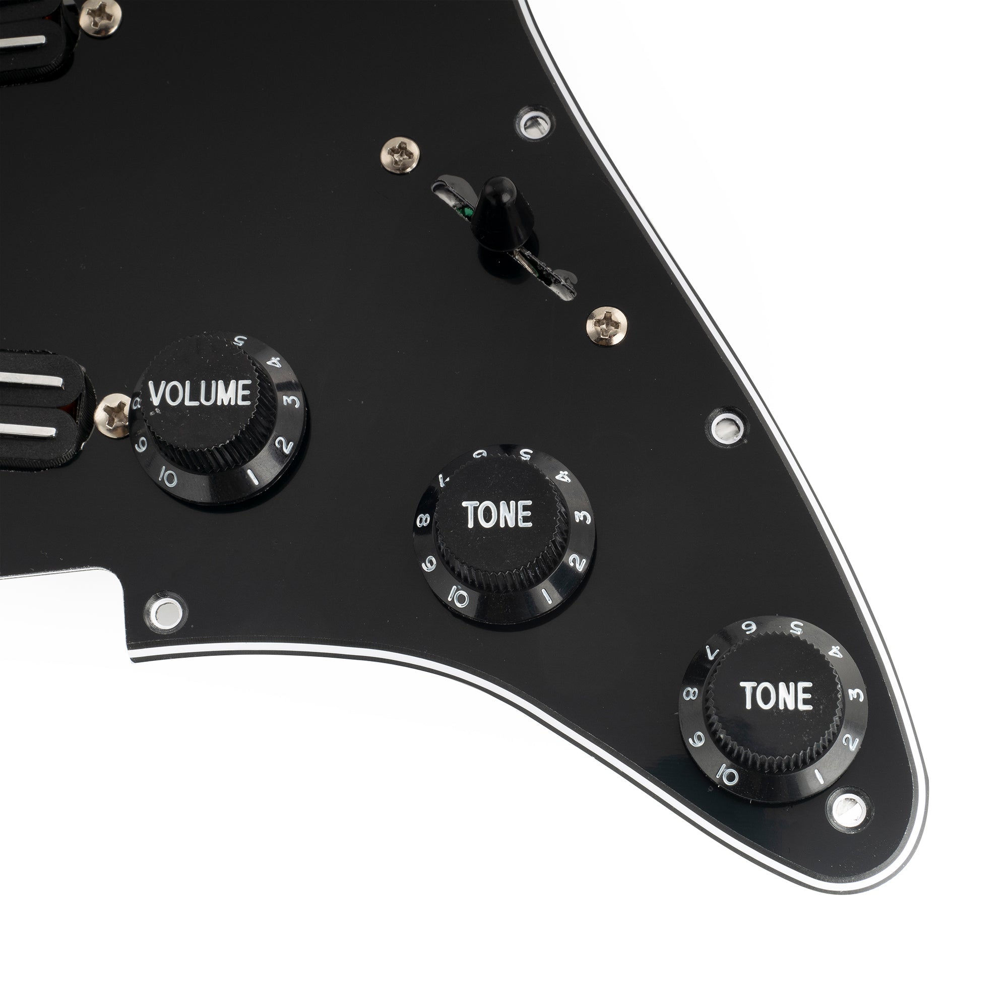 Musiclily Pro-SE ST-DPHA Pre-wired SSS Pickguard with Alnico 5 Mini Rail Humbucker for Strat Style Electric Guitar