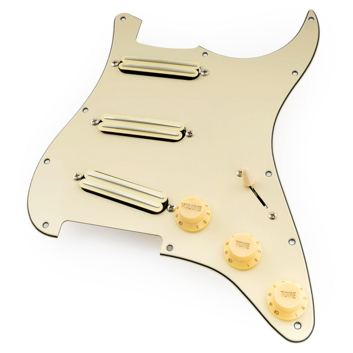 Musiclily Pro-SE ST-DPHA vorgesoldertes SSS-Pickguard mit Alnico 5 Mini Rail Humbucker für Elektrogitarren im Strat-Stil