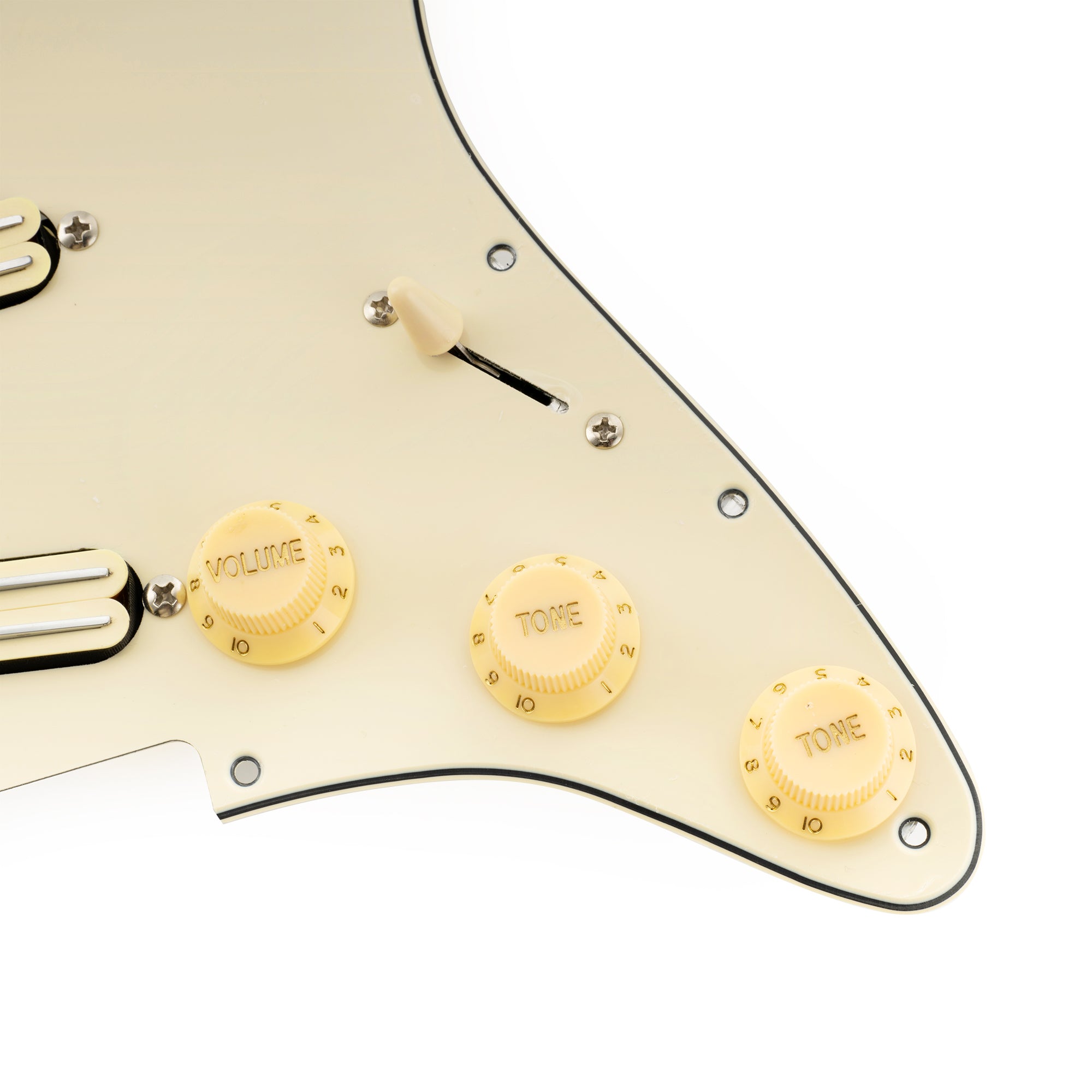 Musiclily Pro-SE ST-DPHA Pre-wired SSS Pickguard with Alnico 5 Mini Rail Humbucker for Strat Style Electric Guitar