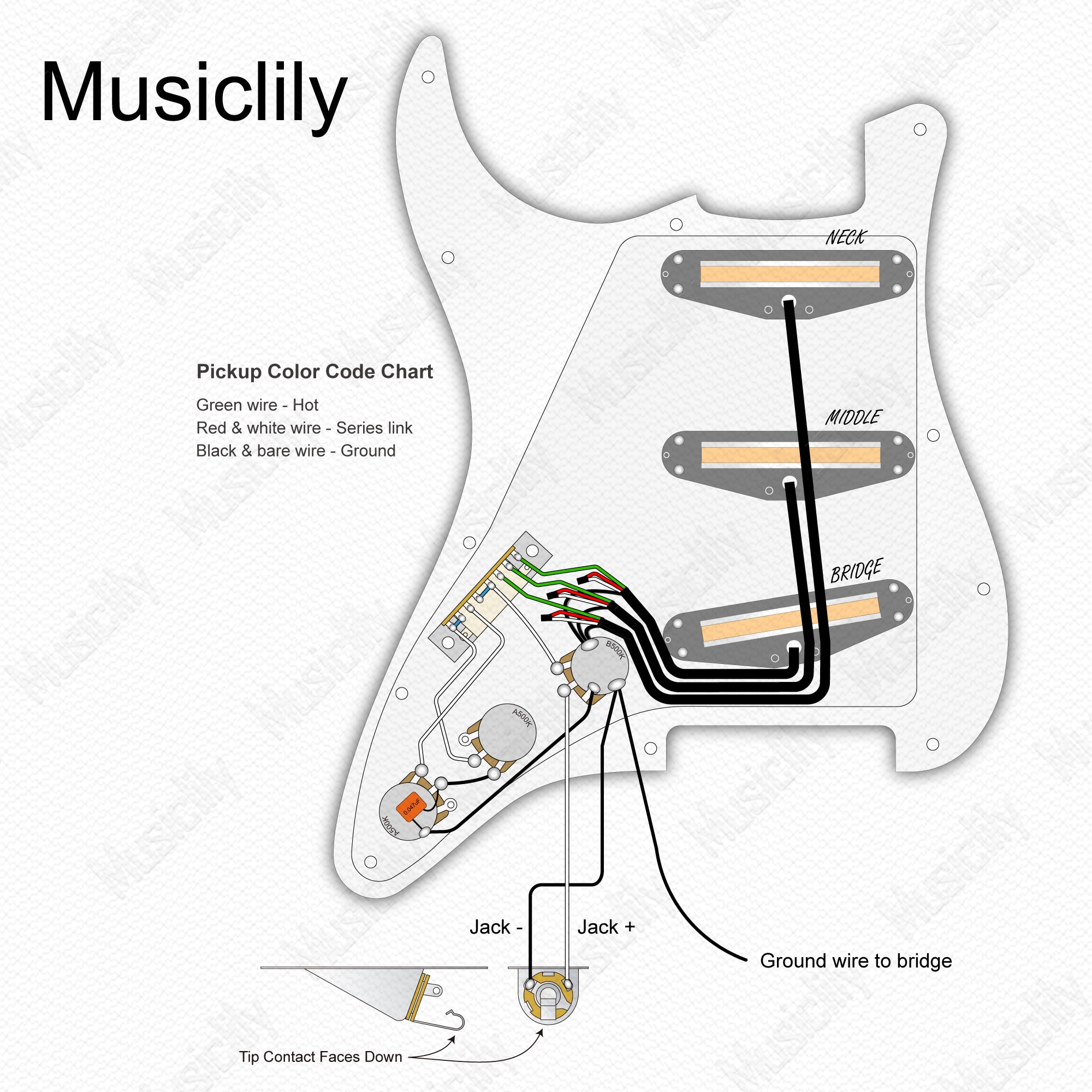 Size of musiclily pro se st dphc pre wired sss pickguard with ceramic mini rail humbucker for strat style electric guitar