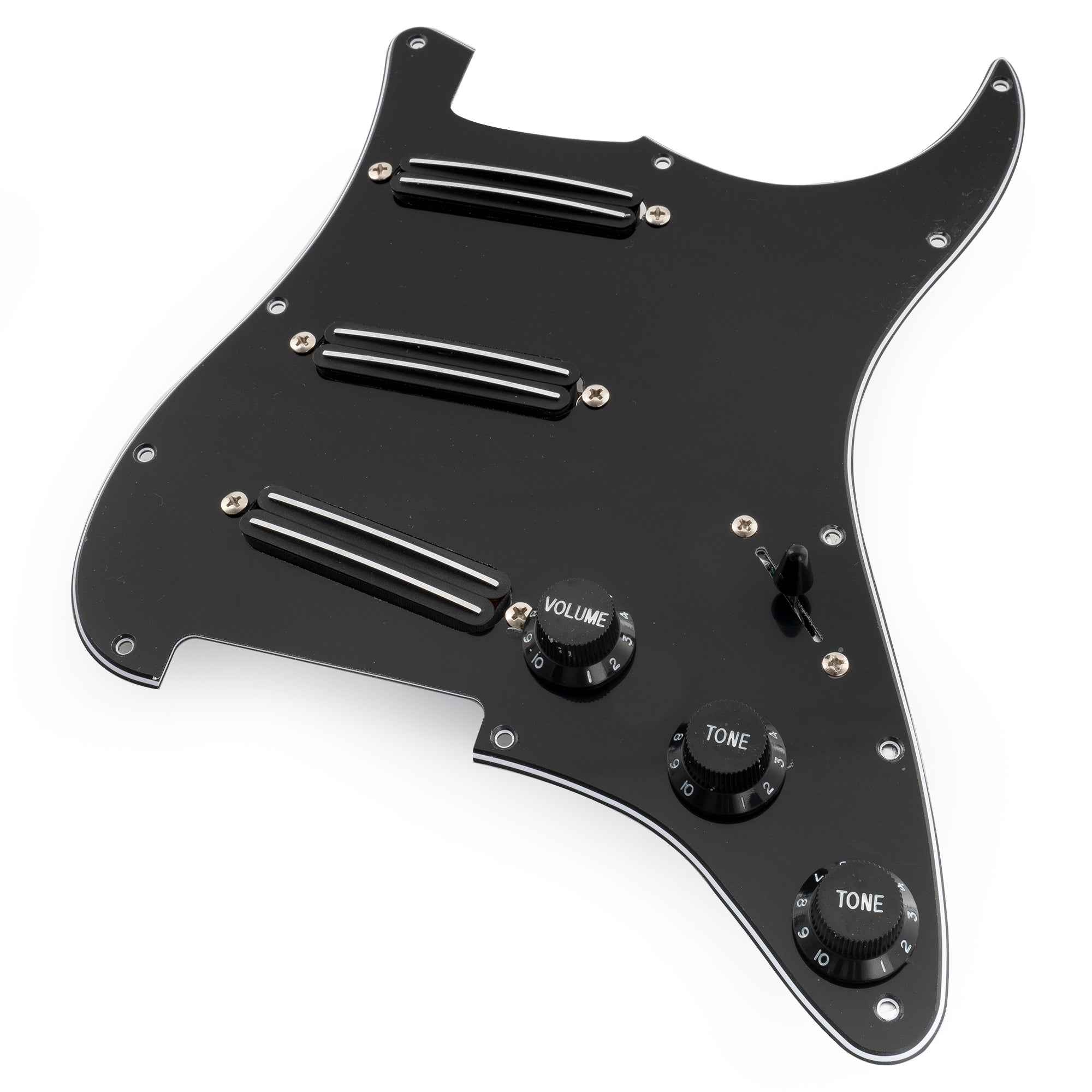 Musiclily Pro-SE ST-DPHC Pre-wired SSS Pickguard with Ceramic Mini Rail Humbucker for Strat Style Electric Guitar