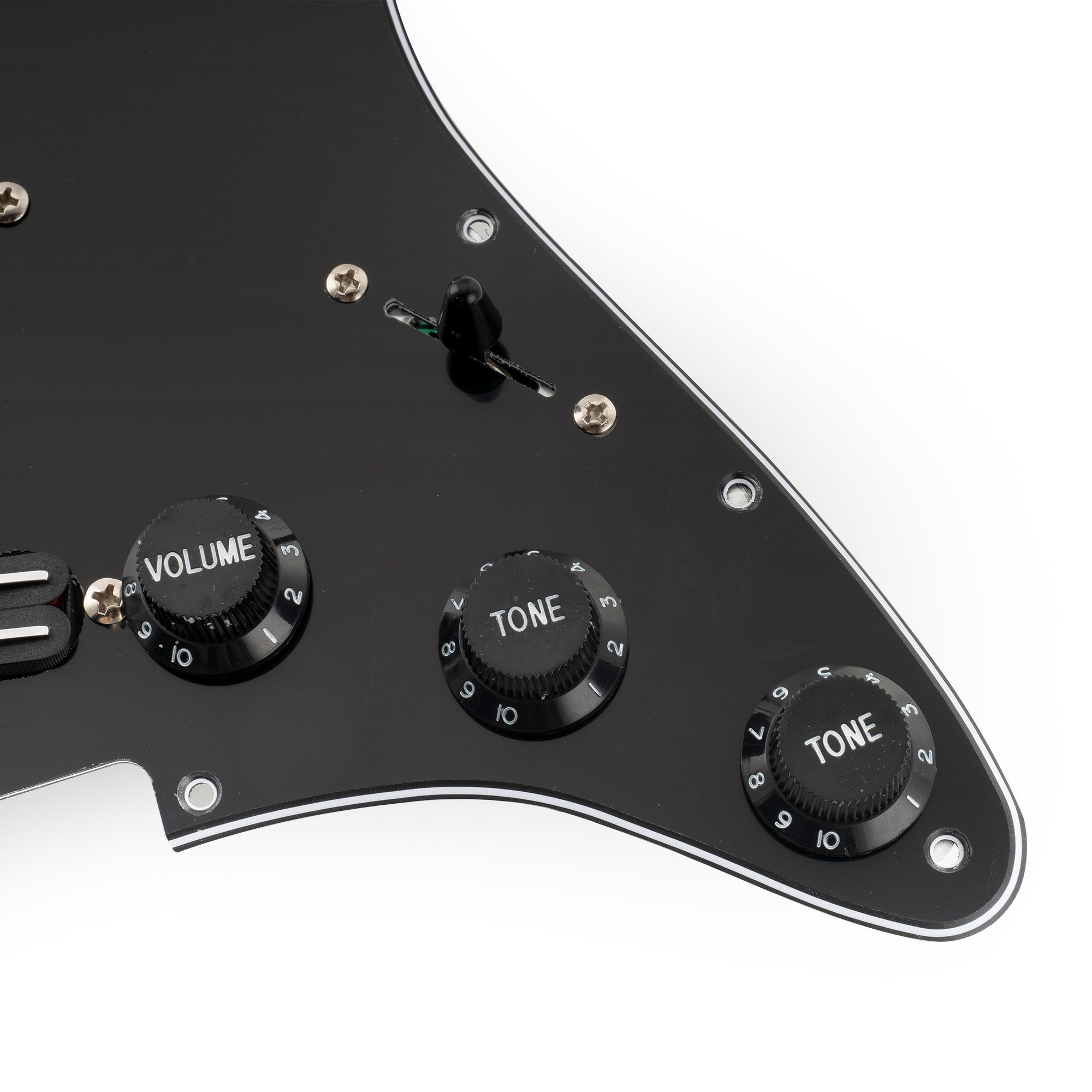 Musiclily Pro-SE ST-DPHC Pre-wired SSS Pickguard with Ceramic Mini Rail Humbucker for Strat Style Electric Guitar