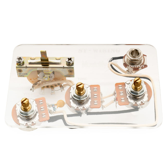 Musiclily Pro Electric Guitar Pre-wired Wiring Harness Upgrade for American Style ST HH with 3-Way Switch and 3A Pots