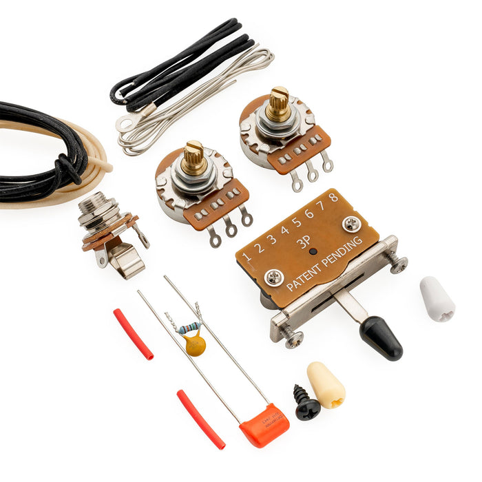 Musiclily Pro Electric Guitar DIY Wiring Kit Upgrade for Import Style ST HH with 3-Way Switch and 1A1B Pots
