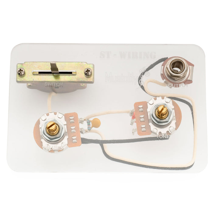 Musiclily Pro Electric Guitar Pre-wired Wiring Harness Upgrade for Import Style ST HH with 3-Way Switch and 1A1B Pots