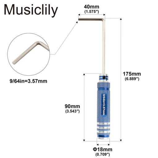 Dimensions of musiclily pro hardened steel 9 64 inch allen key hex wrench for guitar bass truss rod adjustment mx3461mx3466
