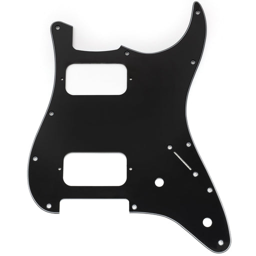 musiclily pro 11 holes st hh guitar pickguard with round corner uncovered humbucker 2 pot layout for fender squier strat style electric guitar mx3481p, black