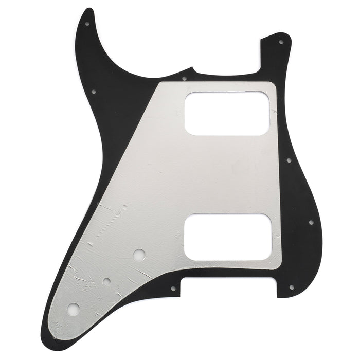musiclily pro 11 holes st hh guitar pickguard with round corner uncovered humbucker 2 pot mini switch layout for fender squier strat style electric guitar mx3484p, white