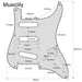Dimensions of musiclily pro 8 holes st sss pickguard for 2008 2019 china made squier classic vibe sq cv 50s reissue vintage strat style electric guitar mx3485p