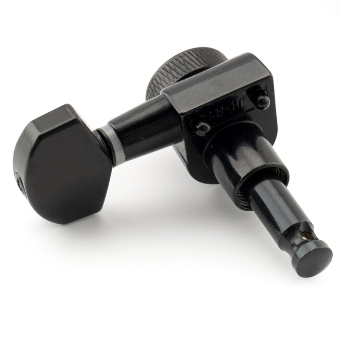 Musiclily Pro Single 15:1 Ratio 2-Pin Full Sealed Locking Machine Head Bass Side Tuner Tuning Peg Key with Hex Button for SQ Strat Tele Style Electric Guitar
