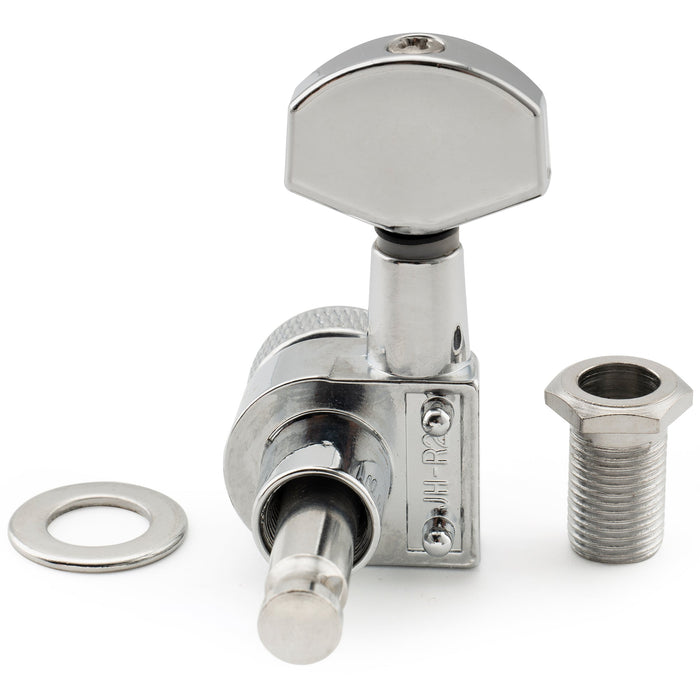 Musiclily Pro R15J Single 15:1 Ratio 2-Pin Full Sealed Locking Machine Head Bass Side Tuner Tuning Peg Key with Hex Button for SQ Strat Tele Style Electric Guitar