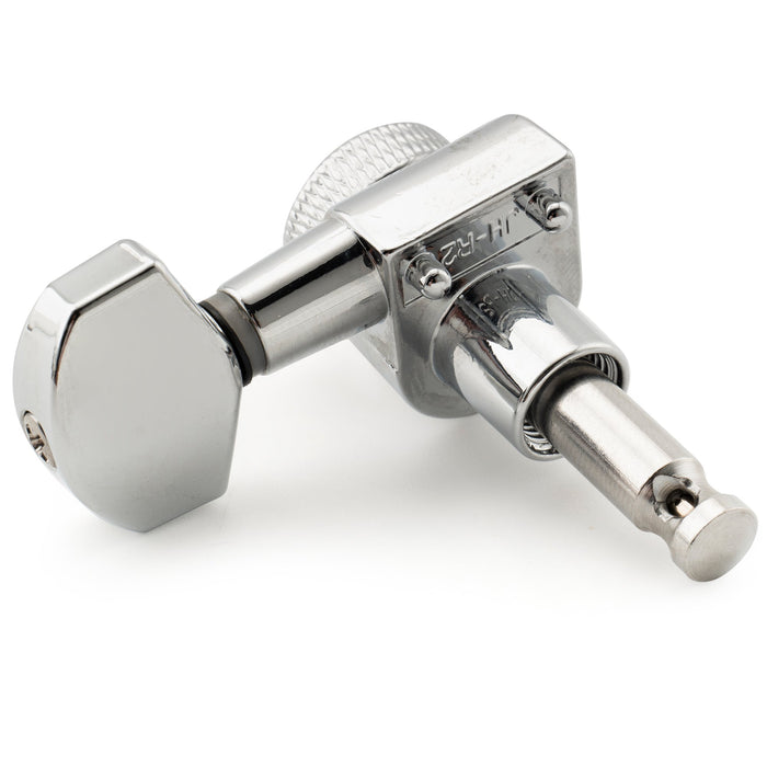 Musiclily Pro R15J Single 15:1 Ratio 2-Pin Full Sealed Locking Machine Head Bass Side Tuner Tuning Peg Key with Hex Button for SQ Strat Tele Style Electric Guitar