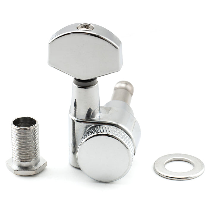 Musiclily Pro Single 15:1 Ratio 2-Pin Full Sealed Locking Machine Head Bass Side Tuner Tuning Peg Key with Hex Button for SQ Strat Tele Style Electric Guitar