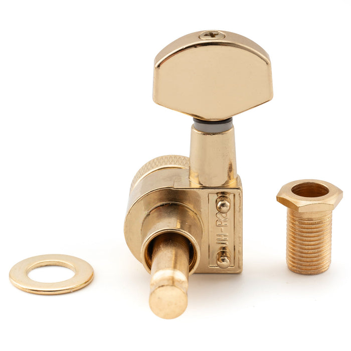 Musiclily Pro R15J Single 15:1 Ratio 2-Pin Full Sealed Locking Machine Head Bass Side Tuner Tuning Peg Key with Hex Button for SQ Strat Tele Style Electric Guitar