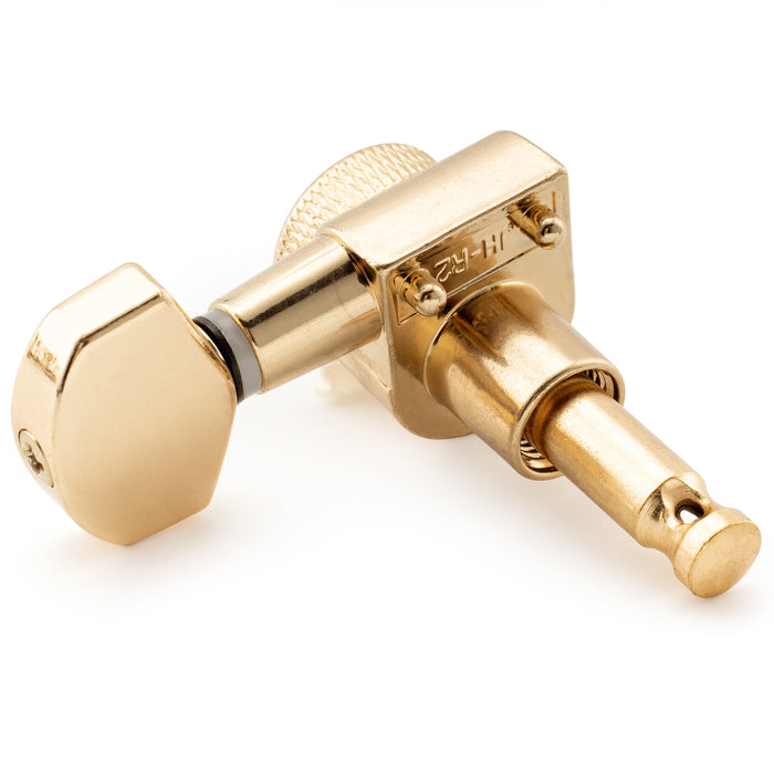 Musiclily Pro R15J Single 15:1 Ratio 2-Pin Full Sealed Locking Machine Head Bass Side Tuner Tuning Peg Key with Hex Button for SQ Strat Tele Style Electric Guitar