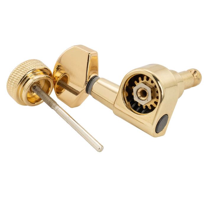 Musiclily Pro R15J Single 15:1 Ratio 2-Pin Full Sealed Locking Machine Head Bass Side Tuner Tuning Peg Key with Hex Button for SQ Strat Tele Style Electric Guitar