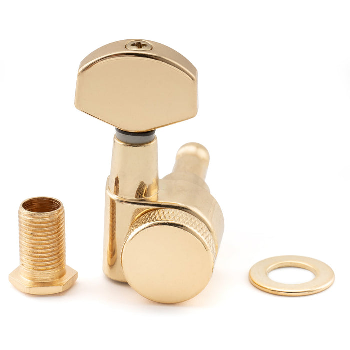 Musiclily Pro Single 15:1 Ratio 2-Pin Full Sealed Locking Machine Head Bass Side Tuner Tuning Peg Key with Hex Button for SQ Strat Tele Style Electric Guitar