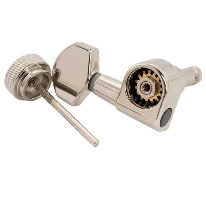 Musiclily Pro R15J Single 15:1 Ratio 2-Pin Full Sealed Locking Machine Head Bass Side Tuner Tuning Peg Key with Hex Button for SQ Strat Tele Style Electric Guitar