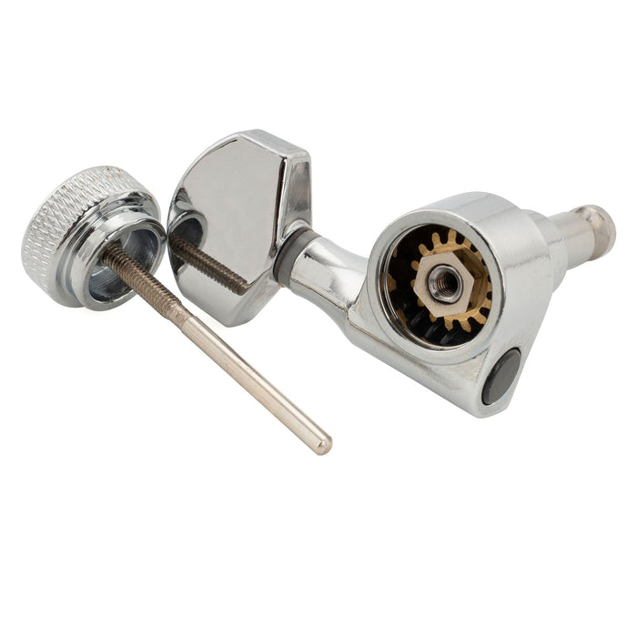 Musiclily Pro R15J Single 15:1 Ratio 1-Pin Full Sealed Locking Machine Head Bass Side Tuner Tuning Peg Key with Hex Button for SQ Strat Tele Style Electric Guitar
