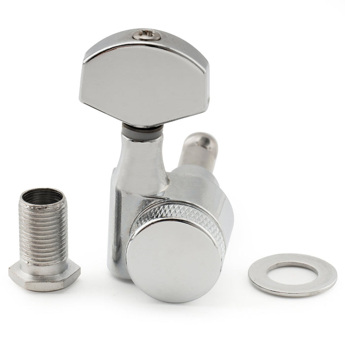 Musiclily Pro Single 15:1 Ratio 1-Pin Full Sealed Locking Machine Head Bass Side Tuner Tuning Peg Key with Hex Button for SQ Strat Tele Style Electric Guitar