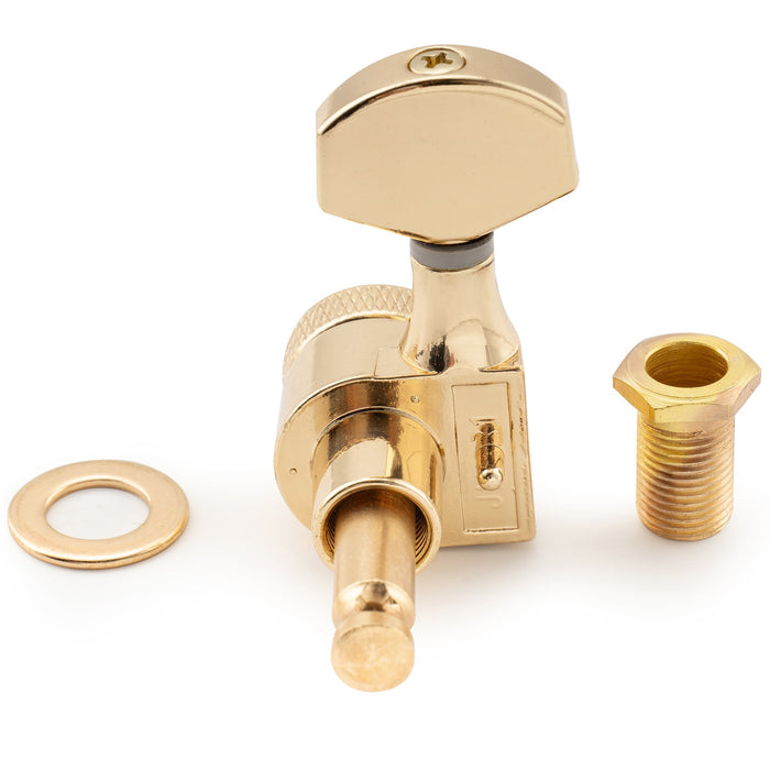 Musiclily Pro R15J Single 15:1 Ratio 1-Pin Full Sealed Locking Machine Head Bass Side Tuner Tuning Peg Key with Hex Button for SQ Strat Tele Style Electric Guitar
