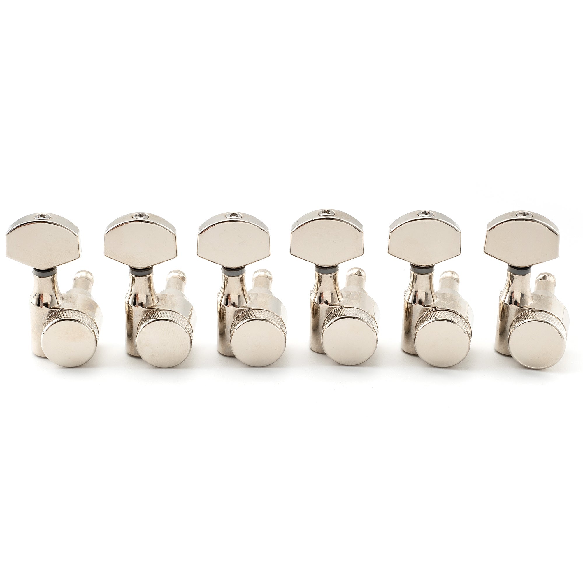 musiclily pro 6 in line 15 1 ratio 1 pin full sealed locking machine heads tuners tuning pegs keys with hex button for sq strat tele style electric guitar mx3492 6p, nickel