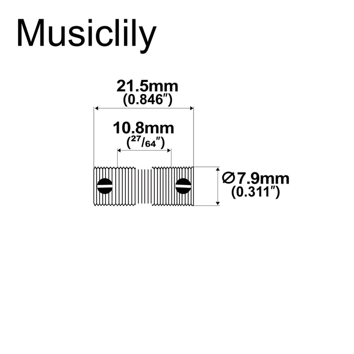 Musiclily Ultra Full Solid Brass Knurled Threaded Vintage Saddles for Fender Tele Style Electric Guitar, Black Screw (Set of 3)
