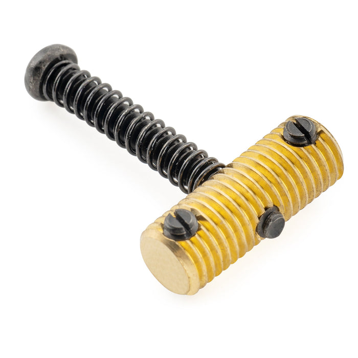 Musiclily Ultra Full Solid Brass Knurled Threaded Vintage Saddles for Fender Tele Style Electric Guitar, Black Screw (Set of 3)