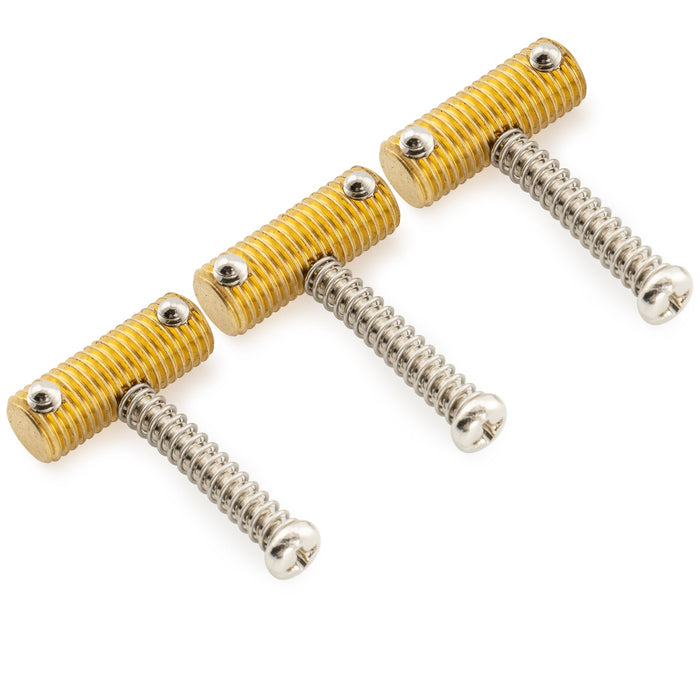 Musiclily Ultra 10.8mmピッチ フルソリッド 真鍮 ヴィンテージ スパイラルサドル Fender Teleエレキギターブリッジ用 黒ネジ(3個セット)