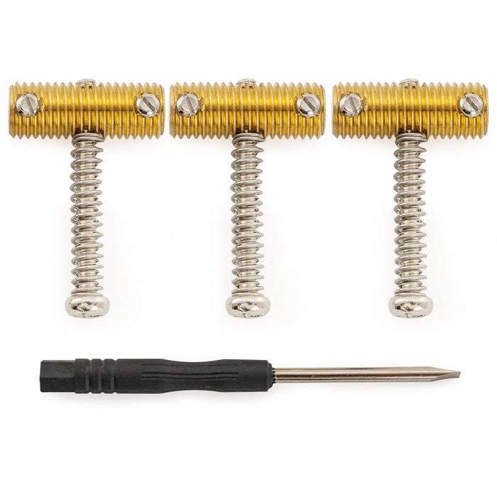 Musiclily Ultra Full Solid Brass Knurled Threaded Vintage Saddles for Fender Tele Style Electric Guitar, Black Screw (Set of 3)