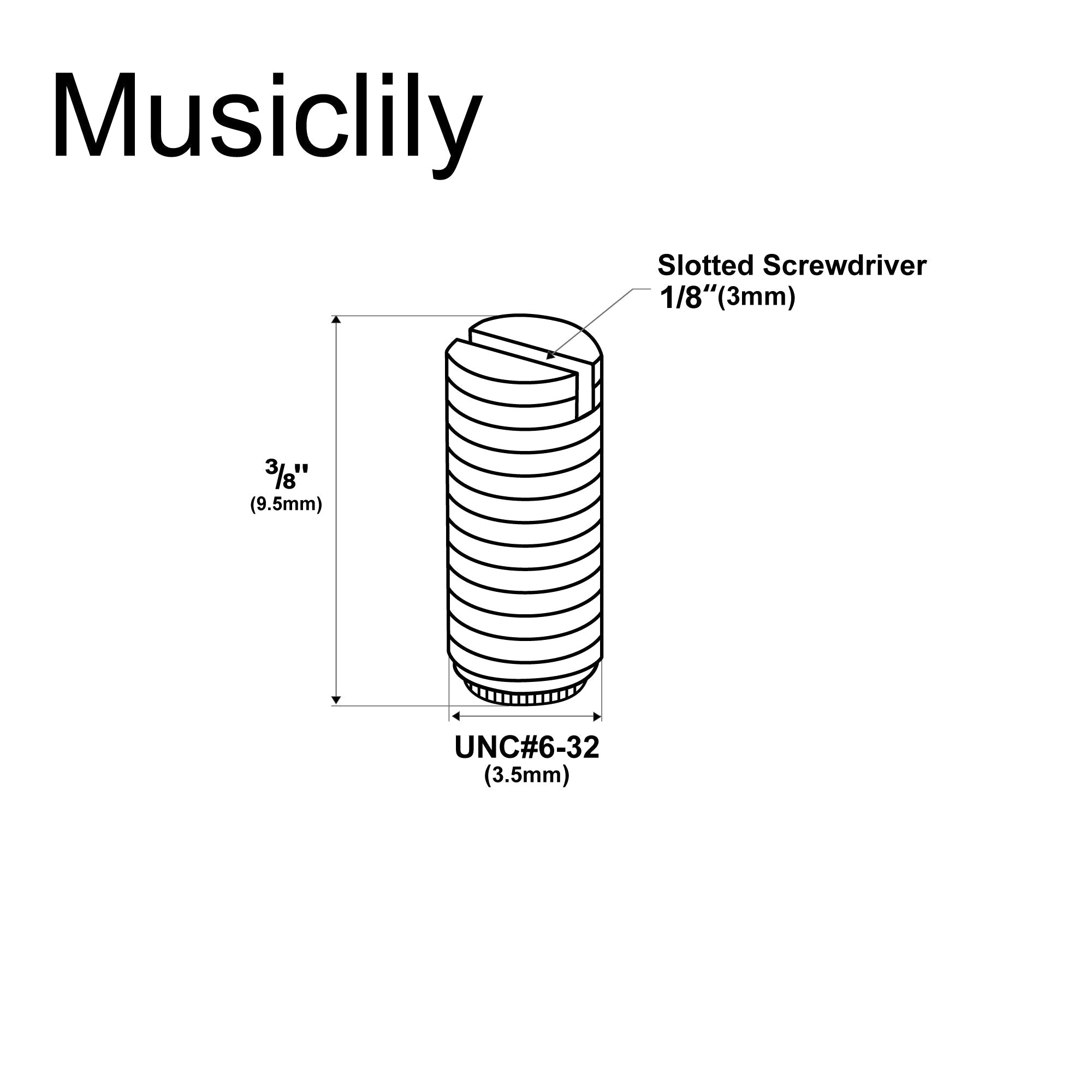 Musiclily Ultra UNC#6-32X3/8 Inch Stainless Steel Saddle Height Adjustment Screws Oval Point Slotted for USA Tele Style Electric Guitar Bridge, Black (Set of 20) Musiclily Ultra