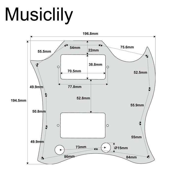 Musiclily Pro 11-Hole Full Face Guitar Pickguard for EPI China Made SG Standard Electric Guitar