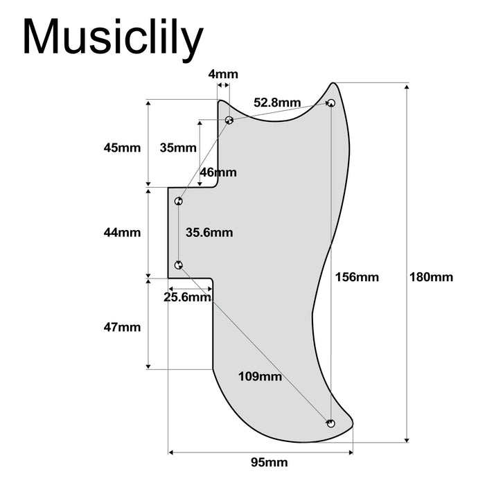 Musiclily Pro 5-Hole Half Face Guitar Pickguard for EPI China Made SG Standard 61 Electric Guitar