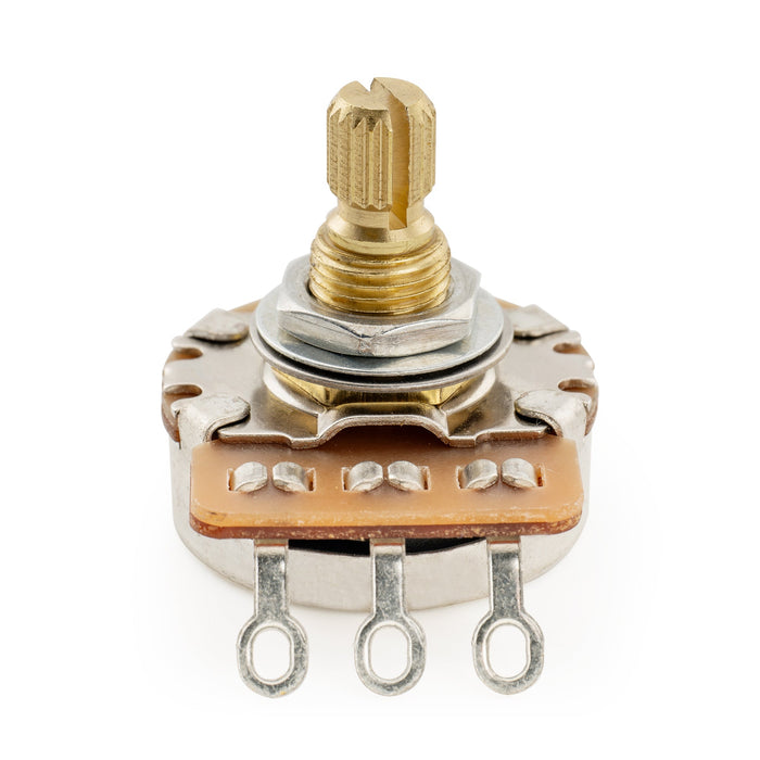 Musiclily Pro HD A500K Pots Brass Metric Split Short Shaft 6.5mm Audio Taper Potentiometers for ST Tele PB JB Style Electric Guitar Bass (Set of 2)