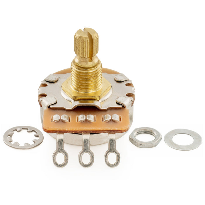 Musiclily Pro HD A500K Pots Brass Metric Split Short Shaft 6.5mm Audio Taper Potentiometers for Electric Guitar Bass (Set of 4)