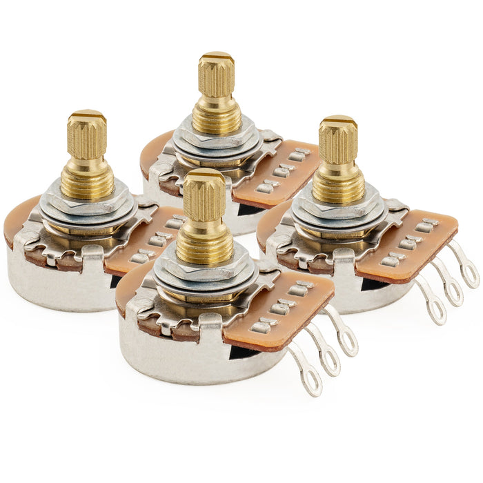 Musiclily Pro HD A500K Pots Brass Metric Split Short Shaft 6.5mm Audio Taper Potentiometers for Electric Guitar Bass (Set of 4)
