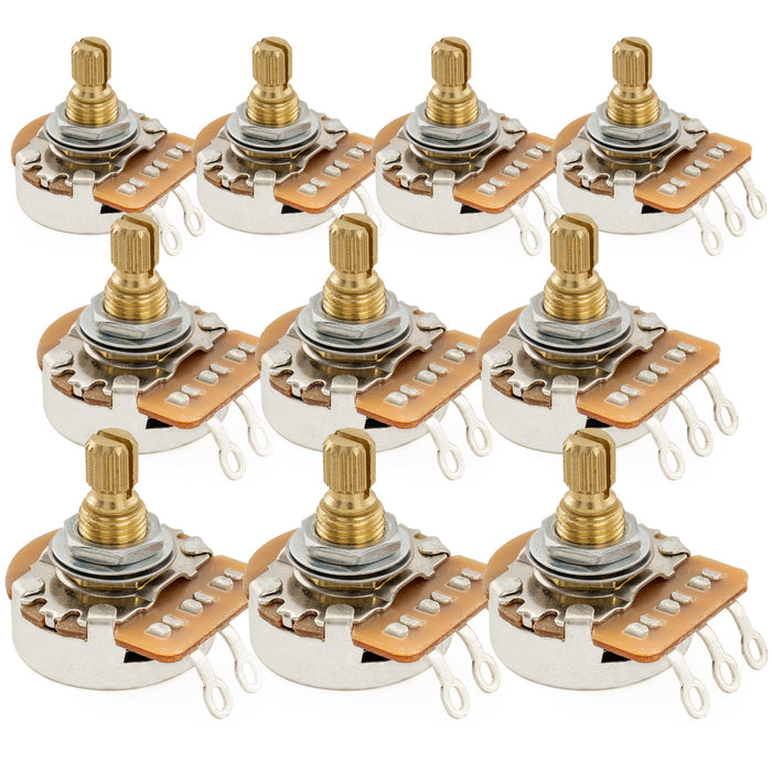 Musiclily Pro HD B500K Pots Brass Metric Split Short Shaft 6.5mm Linear Taper Potentiometers for Electric Guitar Bass (Set of 10)