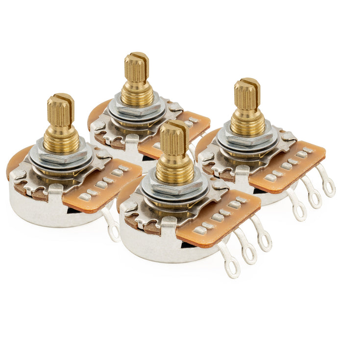 Musiclily Pro HD A500K Pots Brass Metric Split Short Shaft 6.5mm Audio Taper Potentiometers for Electric Guitar Bass (Set of 4)