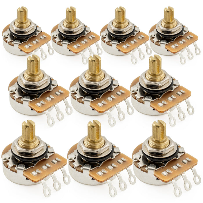Musiclily Pro HD B500K  Pots Brass Short Split Shaft 1/4 Inch Linear Taper Potentiometers for Electric Guitar Bass (Set of 10)