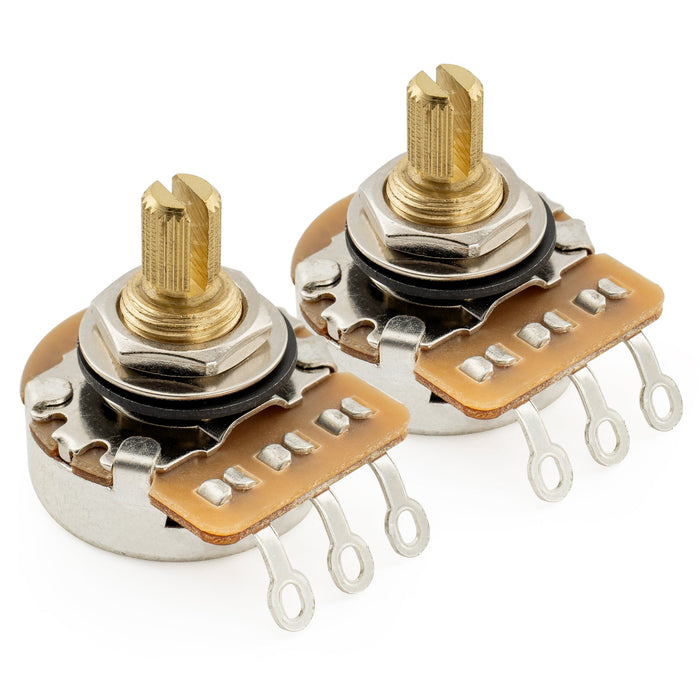 Musiclily Pro HD A500K Pots Brass Short Split Shaft 1/4 Inch Audio Taper Potentiometers for ST Tele PB JB Style Electric Guitar Bass (Set of 2)