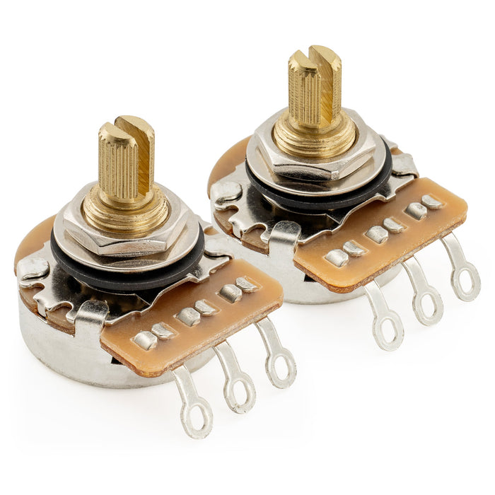 Musiclily Pro HD A500K+B500K Pots Brass Short Split Shaft 1/4 Inch Audio Linear Taper Potentiometers for ST Tele PB JB Style Electric Guitar Bass (Set of 1A1B)