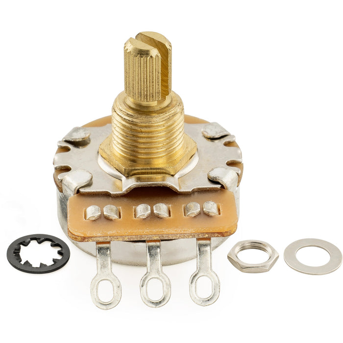 Musiclily Pro HD B500K  Pots Brass Short Split Shaft 1/4 Inch Linear Taper Potentiometers for Electric Guitar Bass (Set of 10)
