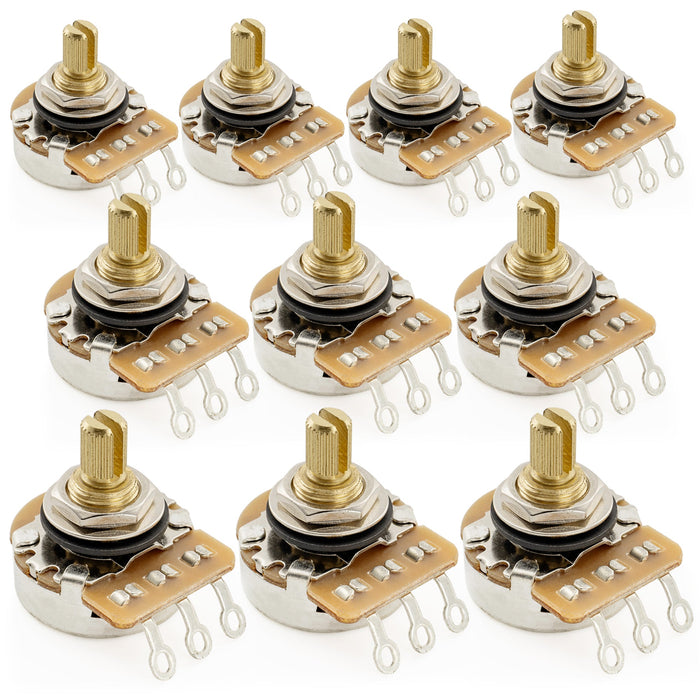 Musiclily Pro HD B500K  Pots Brass Short Split Shaft 1/4 Inch Linear Taper Potentiometers for Electric Guitar Bass (Set of 10)