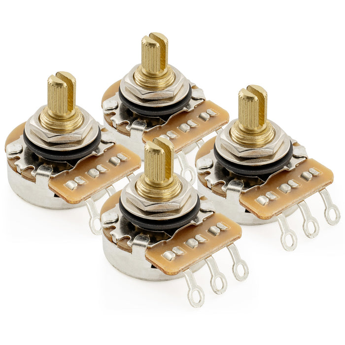 Musiclily Pro HD A500K Pots Brass Short Split Shaft 1/4 Inch Audio Taper Potentiometers for Electric Guitar Bass (Set of 4)