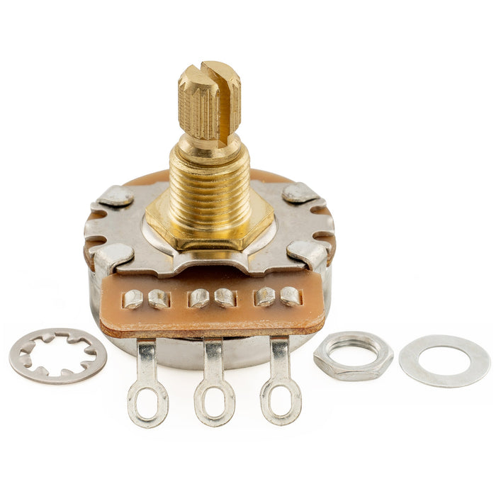 Musiclily Pro HD A1M Pots Brass Metric Split Short Shaft 6.5mm Audio Taper Potentiometers for Jazzmaster Style Electric Guitar Bass (Set of 2)