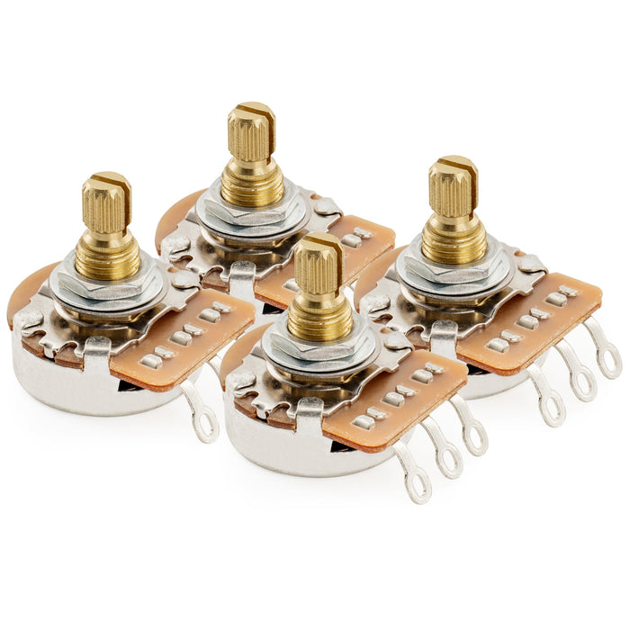 Musiclily Pro HD B1M Pots Brass Metric Split Short Shaft 6.5mm Linear Taper Potentiometers for Electric Guitar Bass (Set of 4)