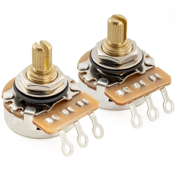 Musiclily Pro HD A1M+B1M Pots Brass Short Split Shaft 1/4 Inch Audio Linear Taper Potentiometers for Jazzmaster Style Electric Guitar Bass (Set of 1A1B)