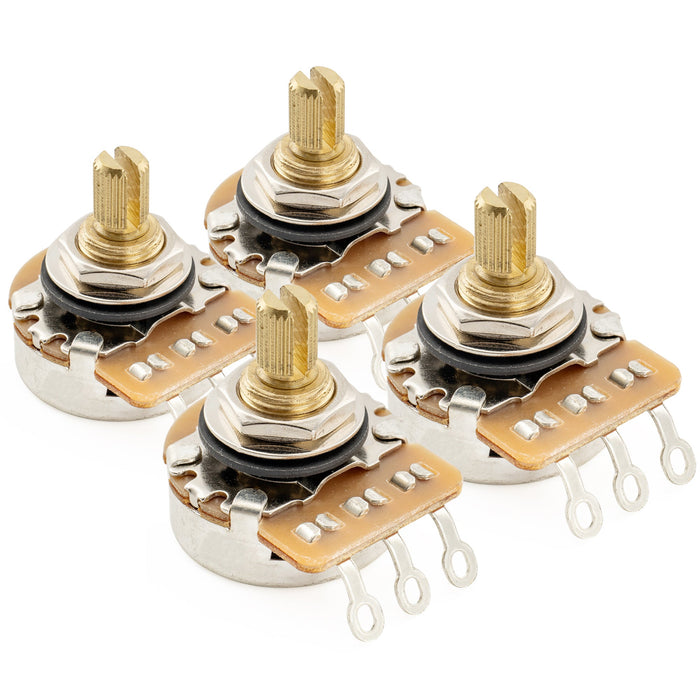 Musiclily Pro HD A1M Pots Brass Short Split Shaft 1/4 Inch Audio Taper Potentiometers for Electric Guitar Bass (Set of 4)
