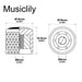 Dimensions of musiclily pro coarse 18 splines dome control knob potentiometer knob for imported electric guitar bass