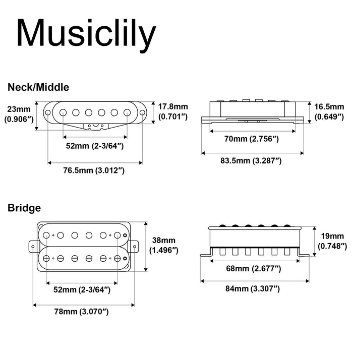 ミュージックリリー プロ ST-TX アルニコ5 スタガード シングルコイルピックアップ & カバーなしハムバッカー ST-HSS ネック・ミドル・ブリッジピックアップセット Stratタイプ エレキギター用